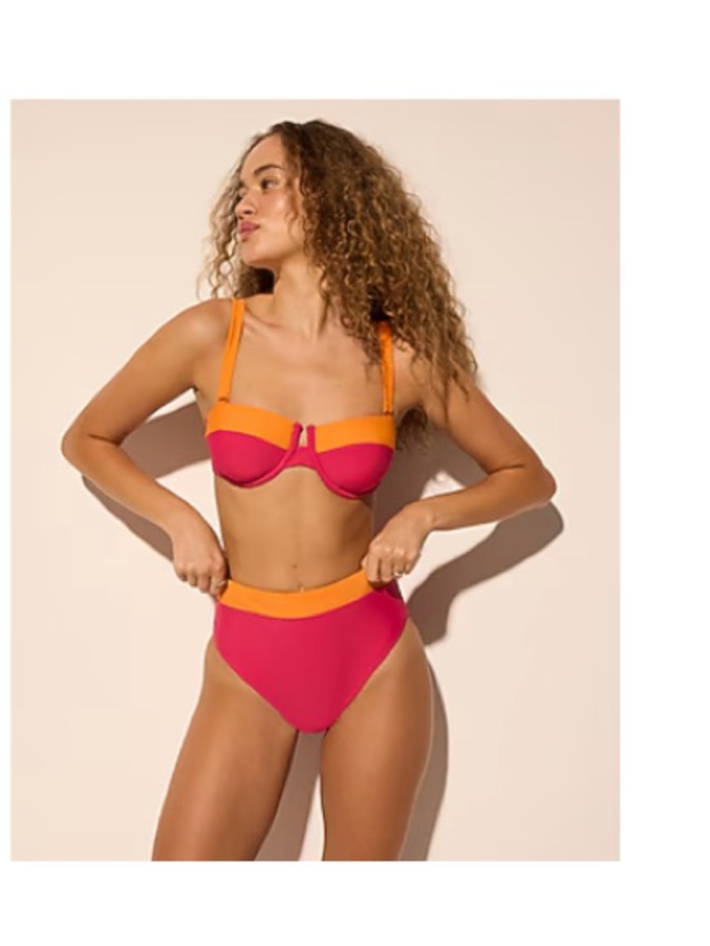 Express Colorblock Bikini Set in Hot Pink and Orange